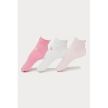 Set de sosete scurte unisex din amestec de bumbac cu logo - 3 perechi - Alb/Roz pastel/Roz pal