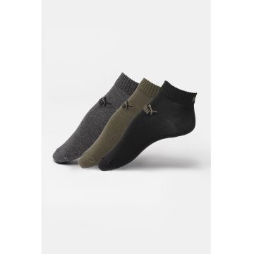 Set de sosete scurte unisex din amestec de bumbac cu logo - 3 perechi - Negru/Gri inchis melange/Kaki inchis