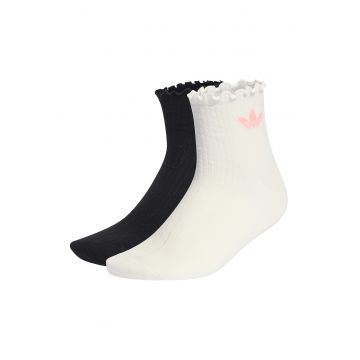 Set de sosete scurte unisex Liberty - 2 perechi - Alb fildes/Negru