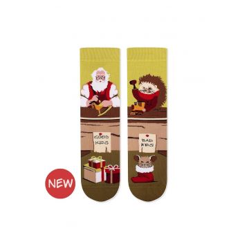 Sosete Arty Socks de Craciun din bumbac Mos Craciun Verde pal