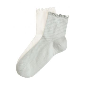 Sosete dama - Lungi - Dungi - set de 2 perechi - Alb crem - Verde menta - Aurora - Verde