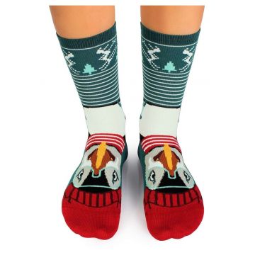 Sosete de Craciun din bambus Craciunul Polar Pufin Verde