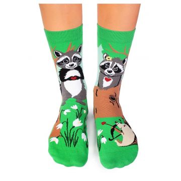 Sosete din bumbac organic Arty Socks Ratoni Indragostiti - Verde