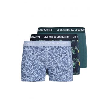 Boxeri de bumbac organic cu banda logo in talie - 3 perechi - Verde/Albastru/Bleumarin