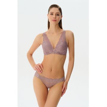 Chiloti brazilieni din dantela cu talie joasa - Roz prafuit -