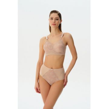 Chiloti cu insertii din dantela - Maro camel