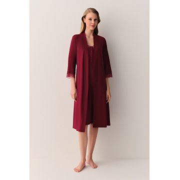 Halat de baie cu model uni - Visiniu -