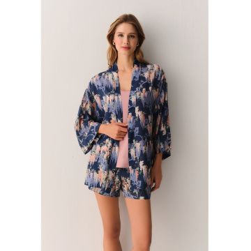 Halat scurt Garden - Alb fildes/Bleumarin