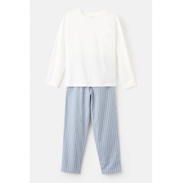 Pantaloni de pijama cu dungi - Alb/Albastru azur