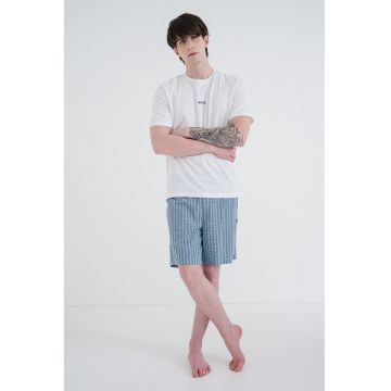 Pantaloni scurti de pijama cu imprimeu - Alb/Albastru