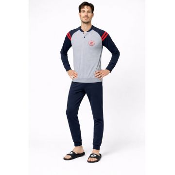 Pijama cu maneci raglan si pantaloni lungi - Gri