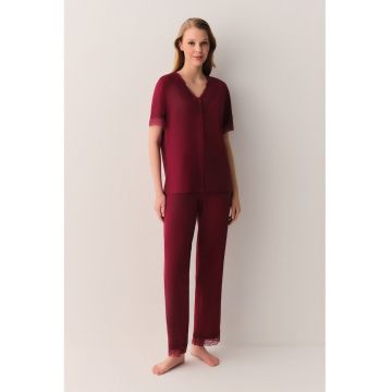 Pijama cu model uni - Visiniu -