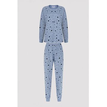 Pijama cu pantaloni lungi si imprimeu grafic