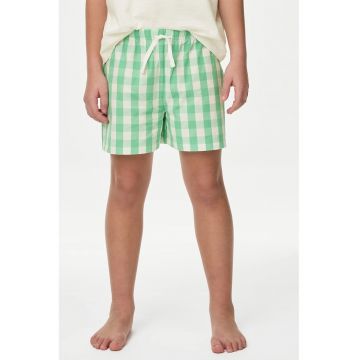 Pijama cu pantaloni scurti si imprimeu - Verde/Crem
