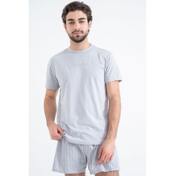 Pijama de bumbac cu pantaloni scurti - Gri