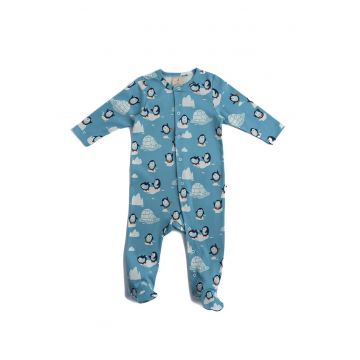 Pijama de bumbac organic cu botosei - Albastru deschis