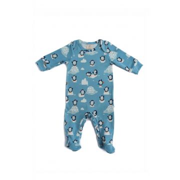 Pijama de bumbac organic cu botosei - Albastru deschis