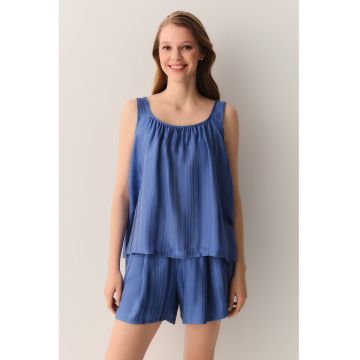 Pijama scurta si lejera cu buzunare laterale - Albastru -
