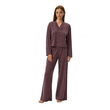 Pijamale dama  violet - viscoza - decolteu in V - lungi -