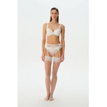 Portjartier din dantela - Alb murdar