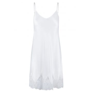 Rochie de satin cu garnituri de dantela - Alb murdar