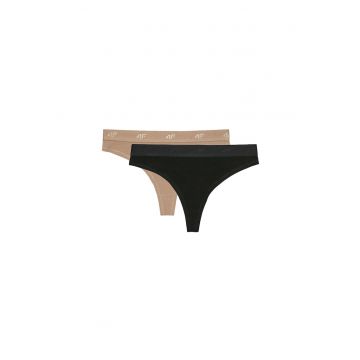 Set 2 perechi chiloti tanga sport dama -  bej/negru -
