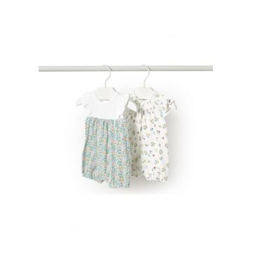 Set 2 salopete pentru copii -  1749 53 JADE - bumbac/elastan - alb/verde