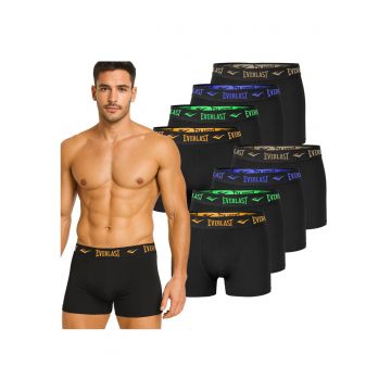 Set 8 bucati - boxeri barbati -  Logo - Banda elastica cu logo - Bumbac - Negru - Negru