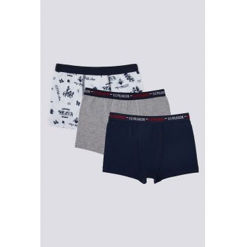 Set de boxeri cu banda logo in talie - 3 perechi - Alb/Bleumarin