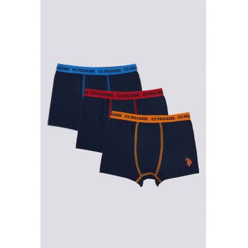 Set de boxeri cu banda logo in talie - 3 perechi - Bleumarin