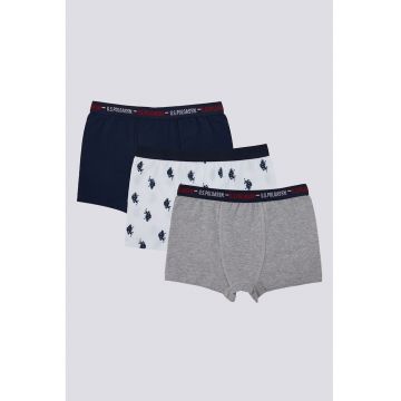 Set de boxeri cu banda logo in talie - 3 perechi - Gri/Bleumarin