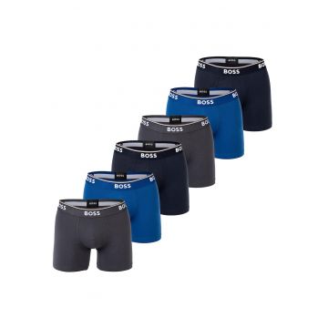 Set de boxeri cu banda logo in talie - 6 perechi - Albastru