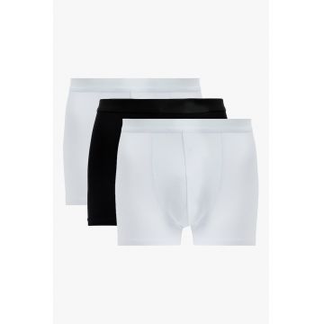 Set de boxeri cu model uni - 3 perechi - Alb/Negru