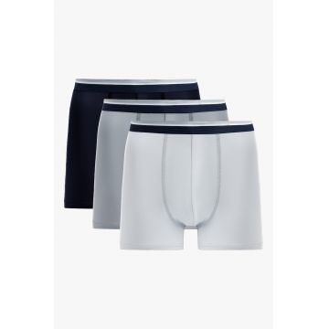 Set de boxeri cu talie medie - 3 perechi - Alb/Negru/Gri