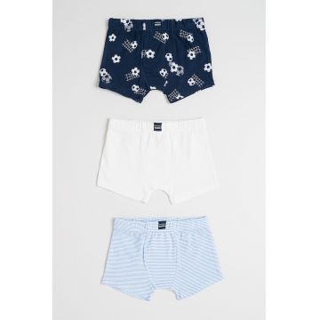 Set de boxeri din amestec de bumbac - 3 perechi - Albastru prafuit/Alb murdar