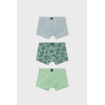Set de boxeri din amestec de bumbac - 3 perechi - Verde pal/Verde sparanghel