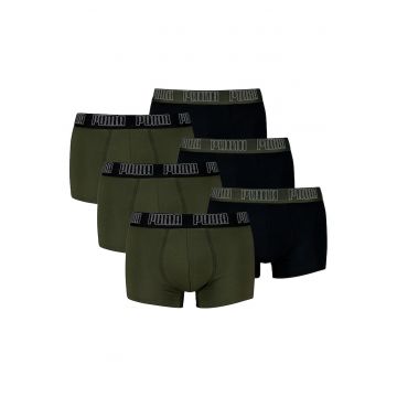 Set de boxeri din amestec de bumbac cu logo - 6 perechi - Verde/Negru