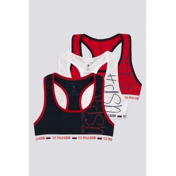 Set de bustiere sport - 3 piese - Alb/Albastru/Bleumarin