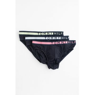 Set de chiloti cu banda elastica cu logo - 3 perechi - Albastru inchis