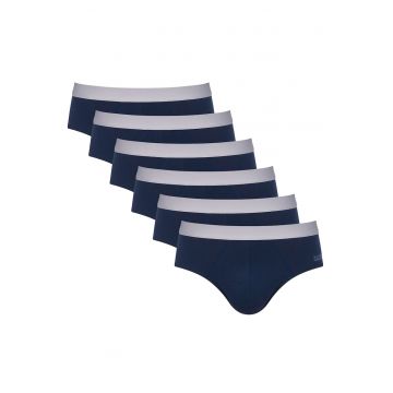 Set de chiloti cu model uni - 6 perechi - Albastru inchis