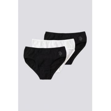 Set de chiloti de bumbac - 3 piese - Negru/Alb murdar