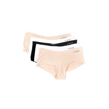 Set de chiloti hipster - 5 perechi - Alb/Negru/Bej