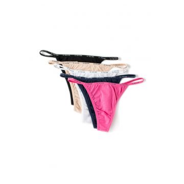 Set de chiloti tanga din amestec de modal - 5 perechi - Multicolor