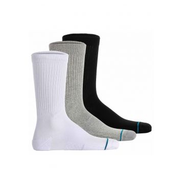Set de sosete din amestec de bumbac - 3 perechi - Alb/Negru/Gri