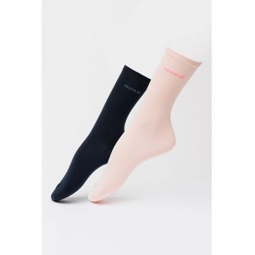 Set de sosete din amestec de bumbac cu logo - 2 perechi - Negru/Roz