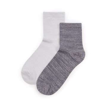 Set de sosete lungi cu aspect stralucitor - 2 perechi - Gri/Argintiu