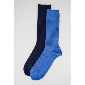 Set de sosete lungi texturate - 2 perechi - Albastru ultramarin