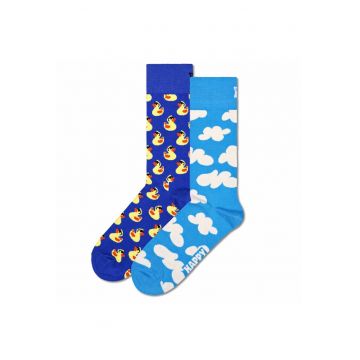 Set de sosete lungi unisex - 2 perechi - Galben/Portocaliu/Albastru