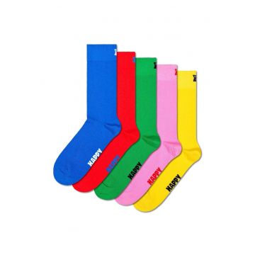 Set de sosete lungi unisex - 5 perechi - Rosu/Verde/Galben