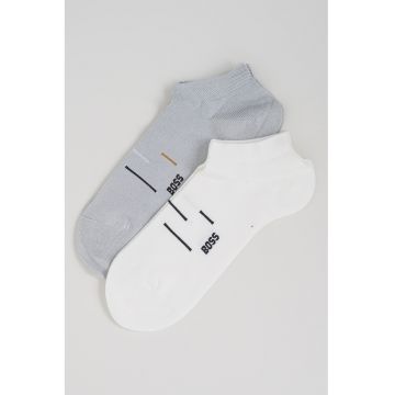 Set de sosete pana la glezna - cu logo - 2 perechi - Alb/Gri cenusiu